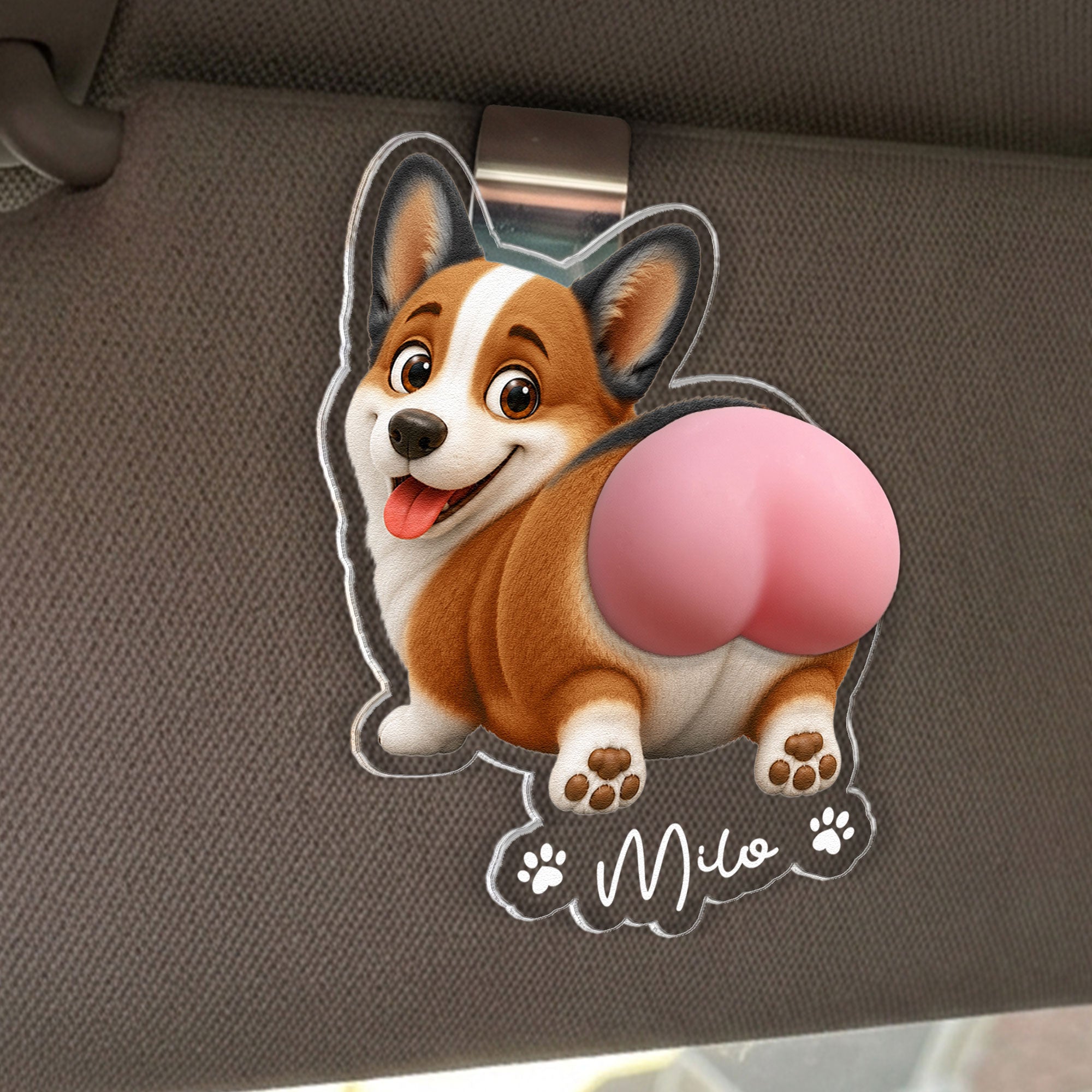 Funny Squishy Big Butt Gift For Dog Lover - Personalized Car Visor Clip 4