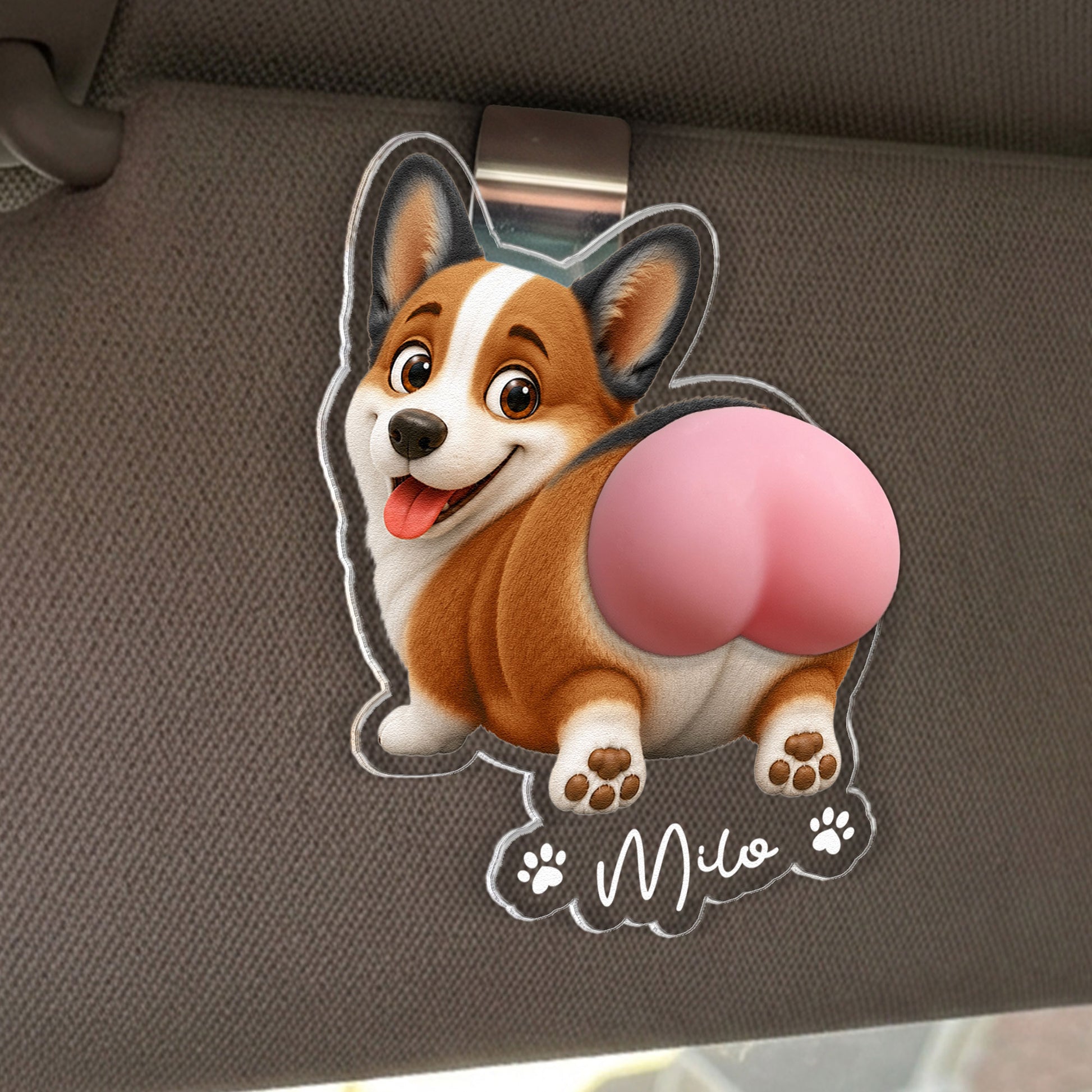 Funny Squishy Big Butt Gift For Dog Lover - Personalized Car Visor Clip 4