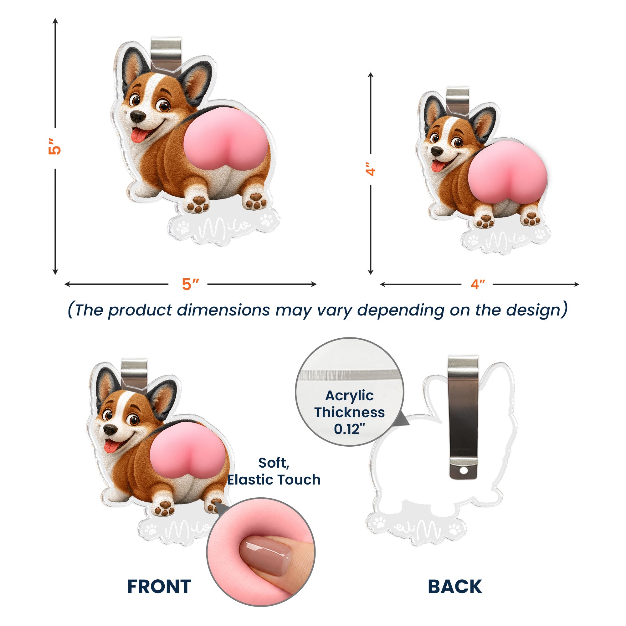 Funny Squishy Big Butt Gift For Dog Lover - Personalized Car Visor Clip 5
