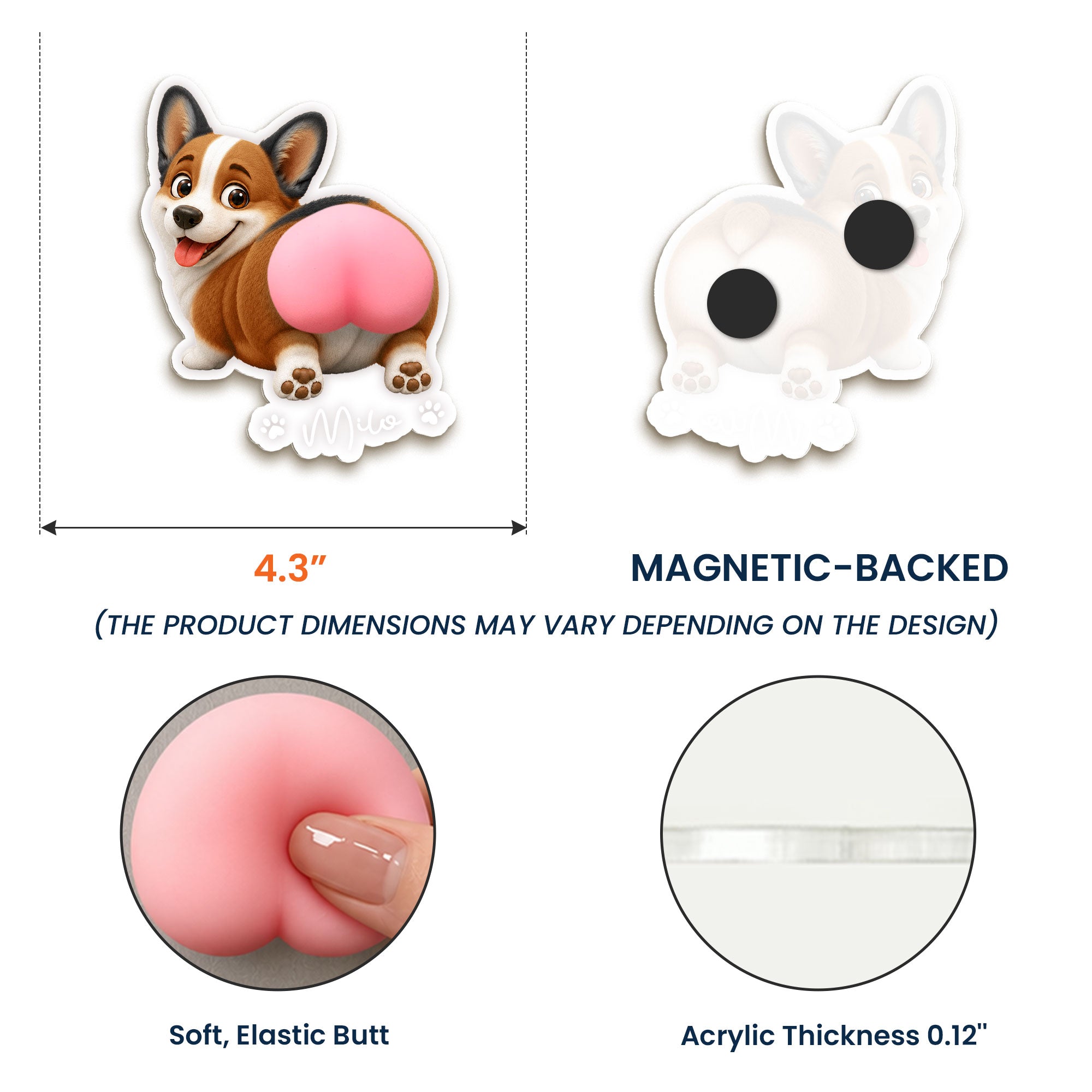 Funny Squishy Big Butt Gift For Dog Lover - Personalized Fridge Magnet 5
