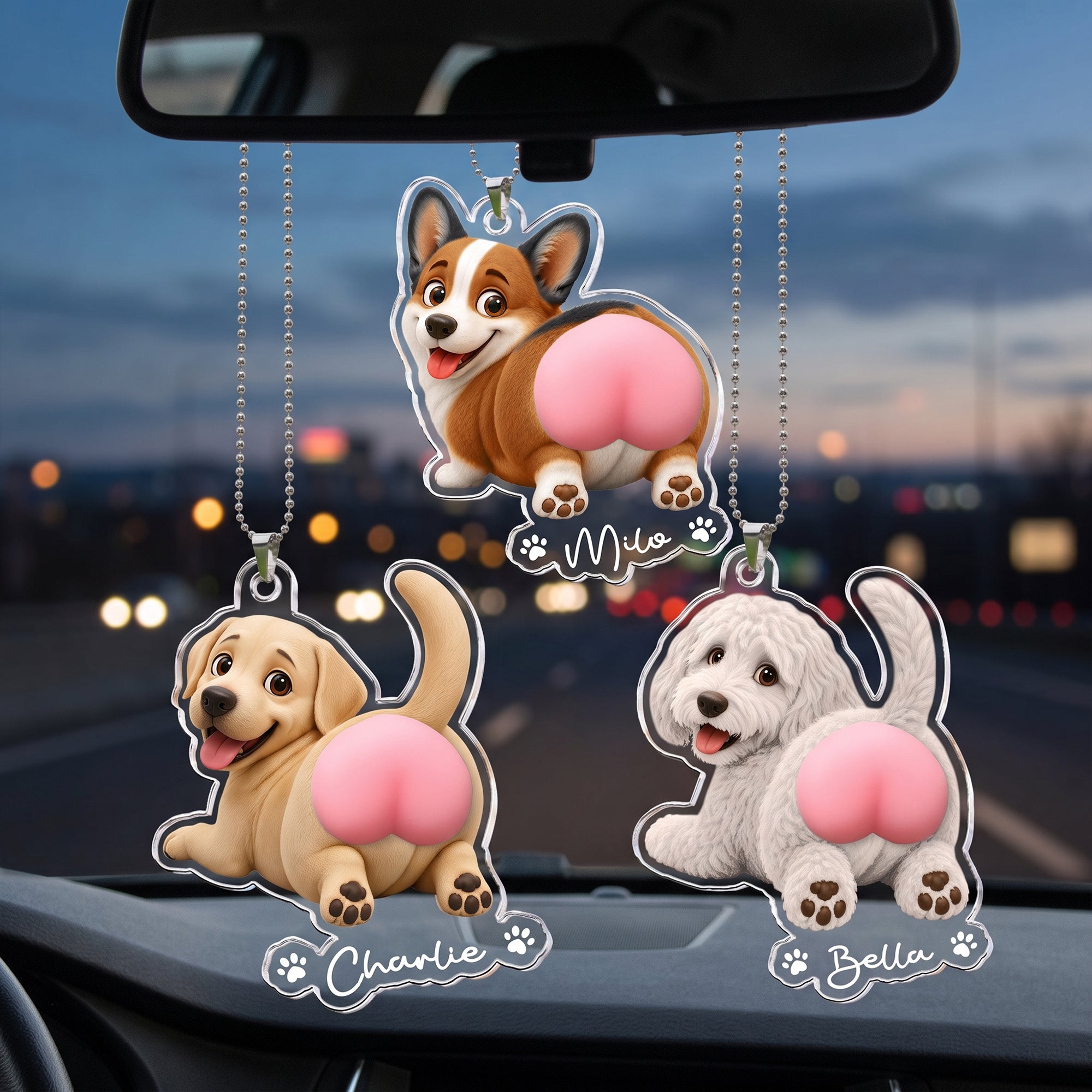 Funny Squishy Big Butt Gift For Dog Lover - Personalized Rear View Mirror Accessory 1