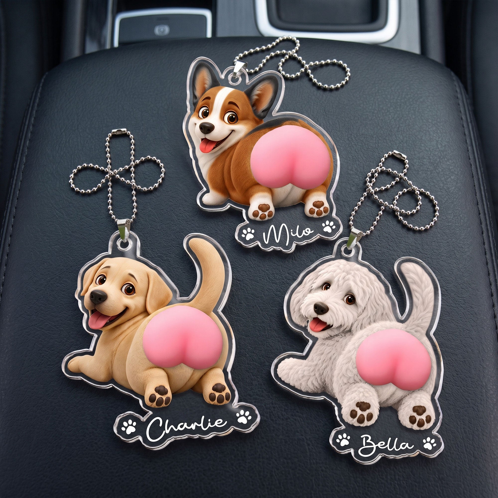 Funny Squishy Big Butt Gift For Dog Lover - Personalized Rear View Mirror Accessory 4