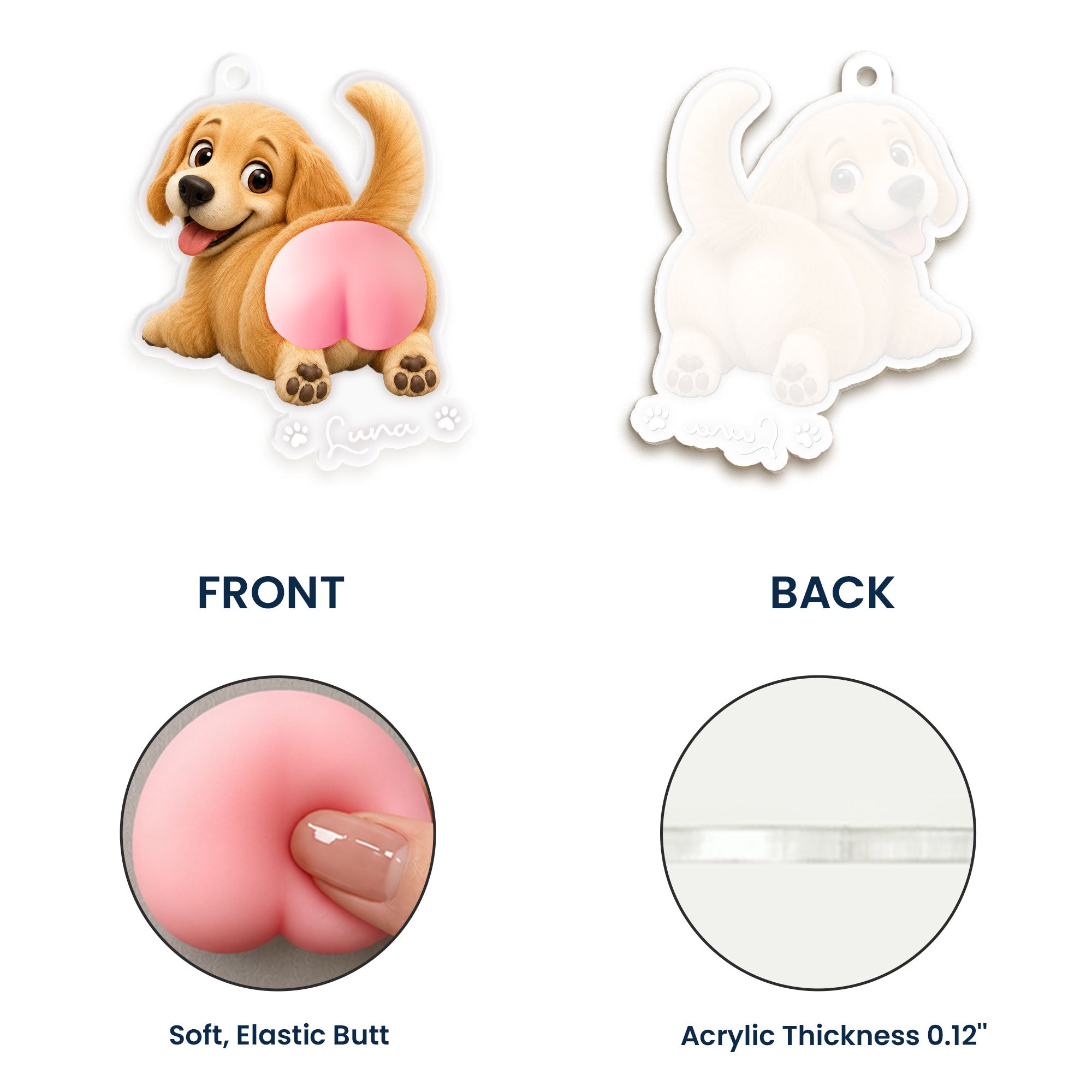 Funny Squishy Big Butt Gift For Dog Lover - Personalized Rear View Mirror Accessory 6