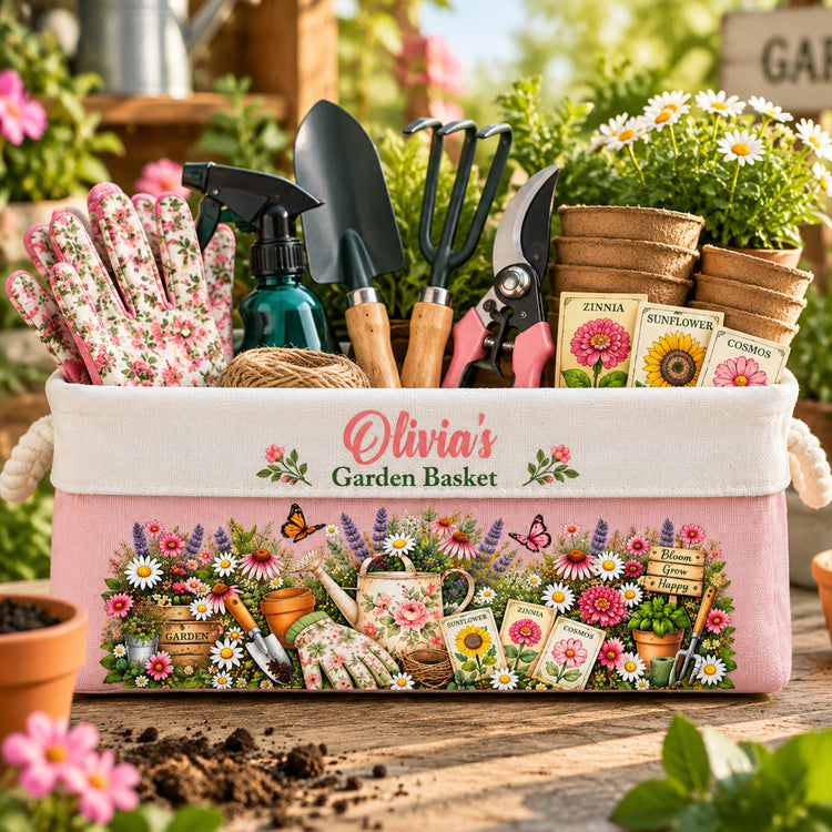 Gardening Stuffs Basket For Her, Mom, Grandma, Daughter - Personalized Storage Basket 2