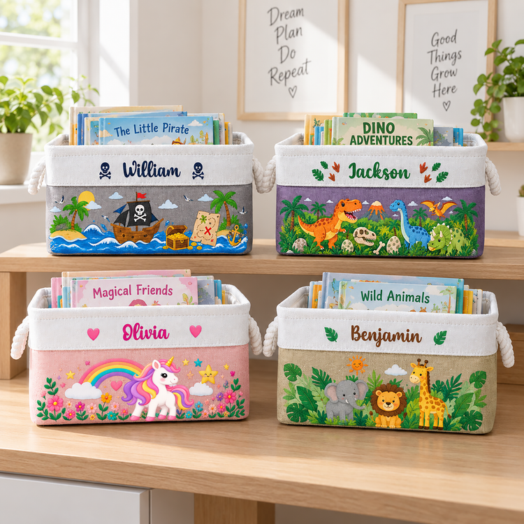 Custom Toy & Book Basket For Kids, Daughter, Son - Personalized Storage Basket 1