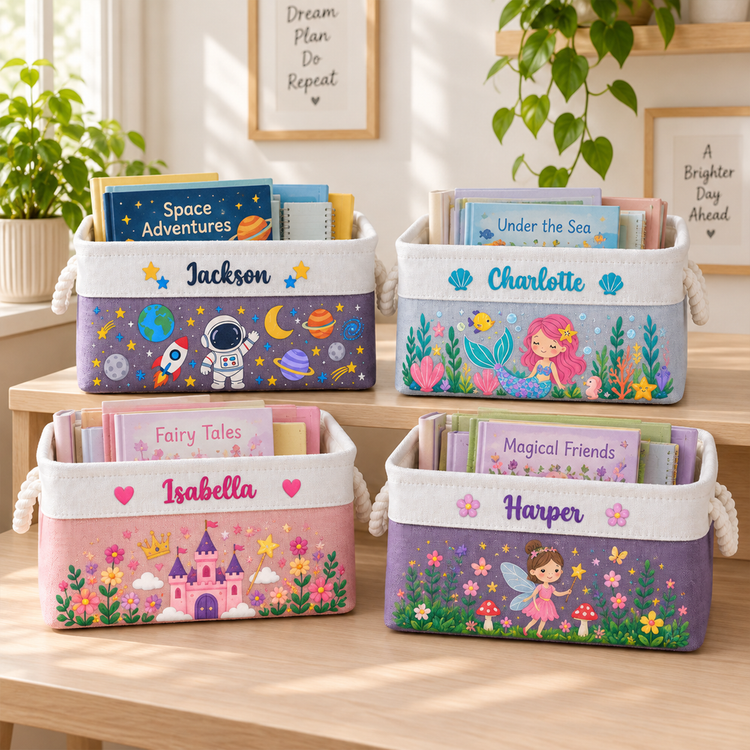 Custom Toy & Book Basket For Kids, Daughter, Son - Personalized Storage Basket 2