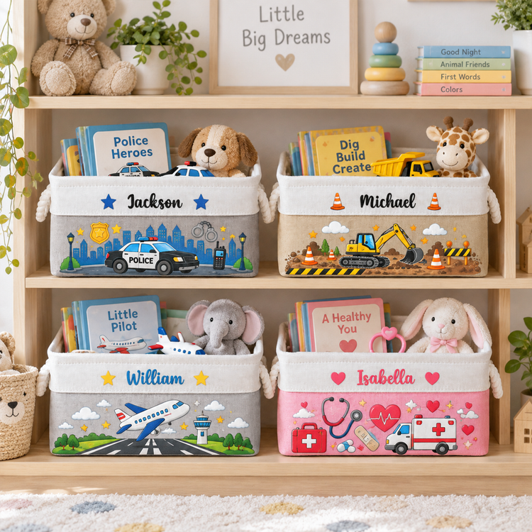 Custom Toy & Book Basket For Kids, Daughter, Son - Personalized Storage Basket 3