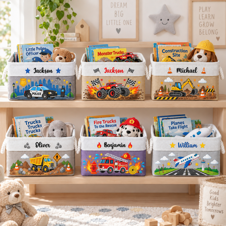 Custom Toy & Book Basket For Kids, Daughter, Son - Personalized Storage Basket 4