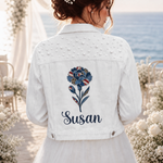 Girl Group Gifts For Friends Custom Name & Birth Flower - Personalized Denim Jacket 4