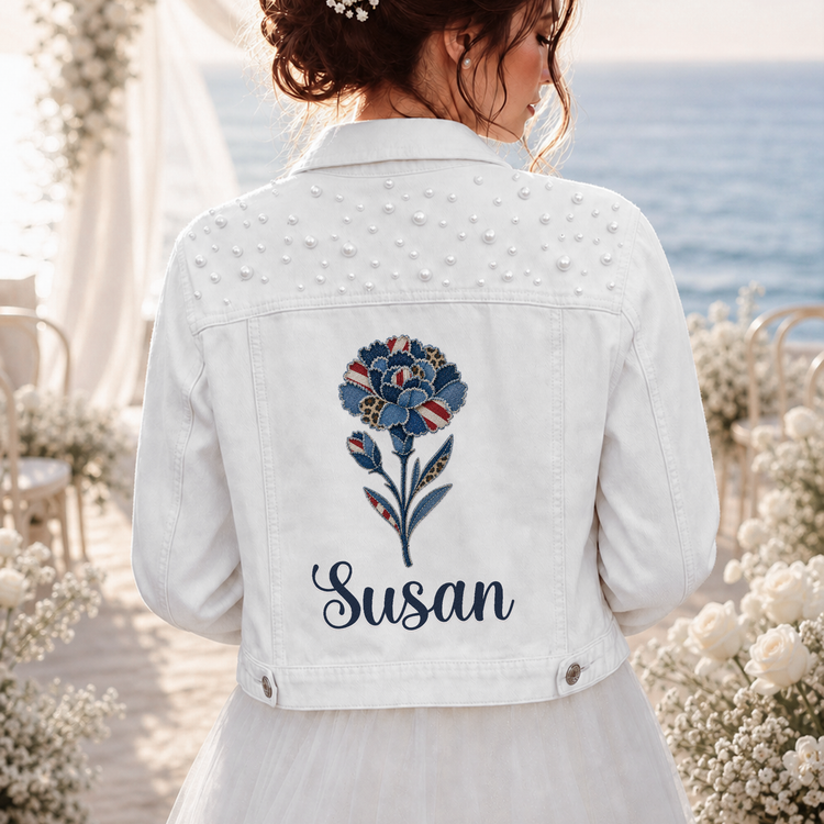 Girl Group Gifts For Friends Custom Name & Birth Flower - Personalized Denim Jacket 4