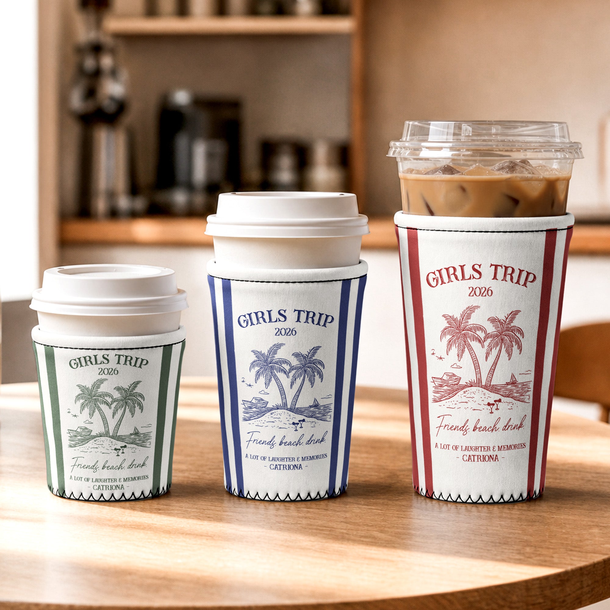 Girls Trip Summer Time - Personalized Iced Coffee Sleeve 1