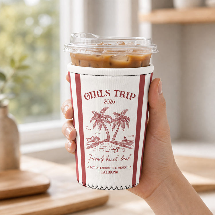 Girls Trip Summer Time - Personalized Iced Coffee Sleeve 2