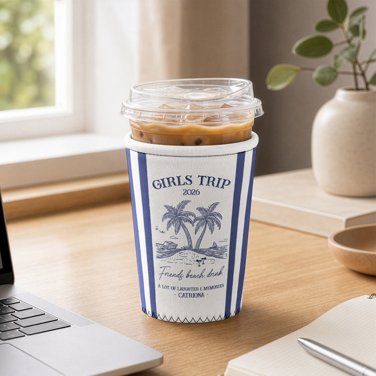 Girls Trip Summer Time - Personalized Iced Coffee Sleeve 3
