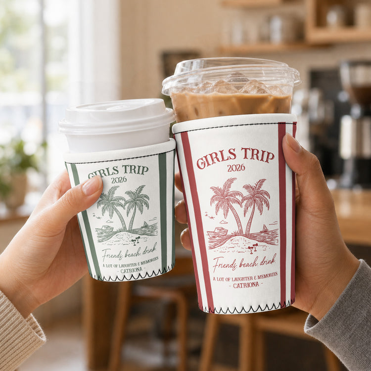 Girls Trip Summer Time - Personalized Iced Coffee Sleeve 5