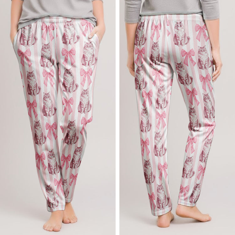 Girly Sleepwear For Pet Lover, Gift For Her, Custom Photo Pet Portrait - Personalized Lounge Pants 3