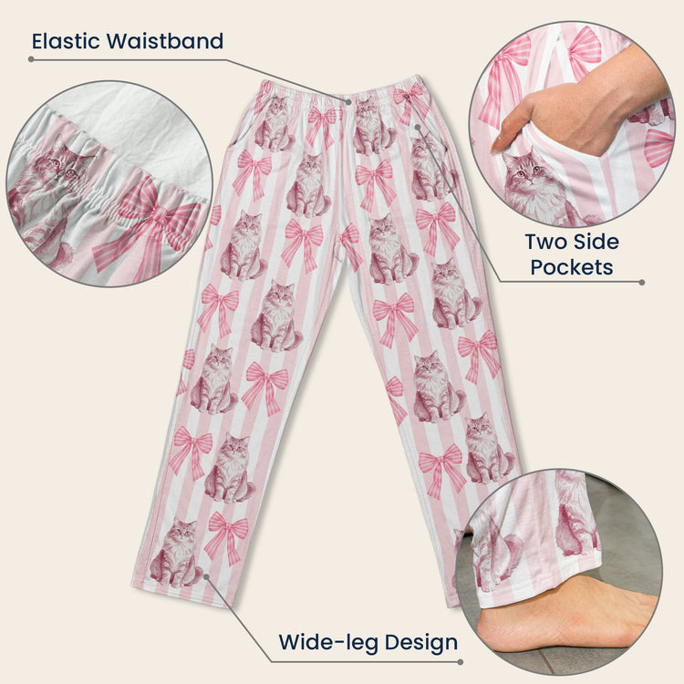 Girly Sleepwear For Pet Lover, Gift For Her, Custom Photo Pet Portrait - Personalized Lounge Pants 4