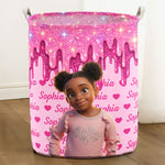 Glitter Icecream Drip Custom Name Cartoon Style Kid Room Decor - Personalized Basket 2