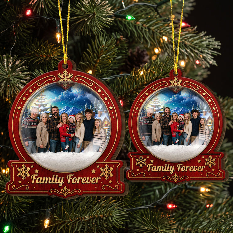 Custom Photo For Family, Grandparents, Grandkids, Siblings - 3D Snow Ball - Personalized Ornament 5