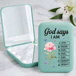 God Says I Am Bible Verse Custom Name & Birth Flower For Her - Personalized Mirror 2