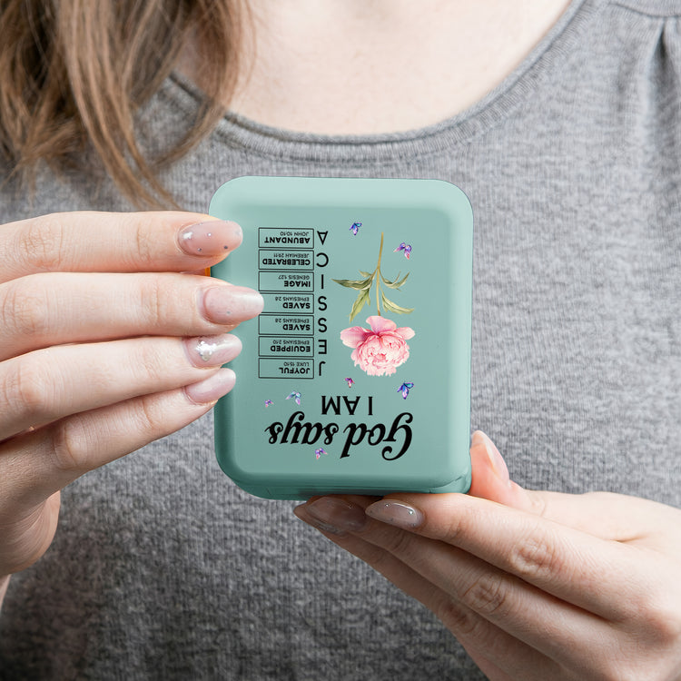 God Says I Am Bible Verse Custom Name & Birth Flower For Her - Personalized Mirror 4