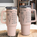 God Says I Am - Custom Birth Flower & Name In Bible Verses Engraved - Personalized 40oz Tumbler 2