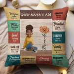 God Says I Am Custom Birth Flower, Name & Character Bible Verses - Personalized Pillow 1