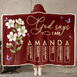 God Says I Am Custom Name & Birth FLower Bible Verse For Her, Daughter, Sister, Friend - Personalized Blanket Hoodie 1