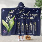 God Says I Am Custom Name & Birth FLower Bible Verse For Her, Daughter, Sister, Friend - Personalized Blanket Hoodie 4