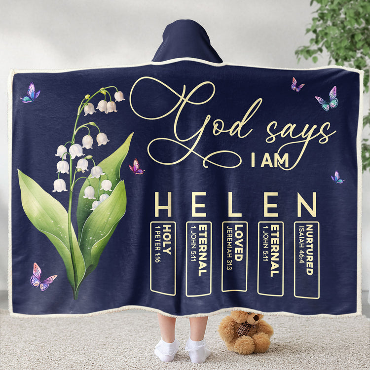 God Says I Am Custom Name & Birth FLower Bible Verse For Her, Daughter, Sister, Friend - Personalized Blanket Hoodie 4