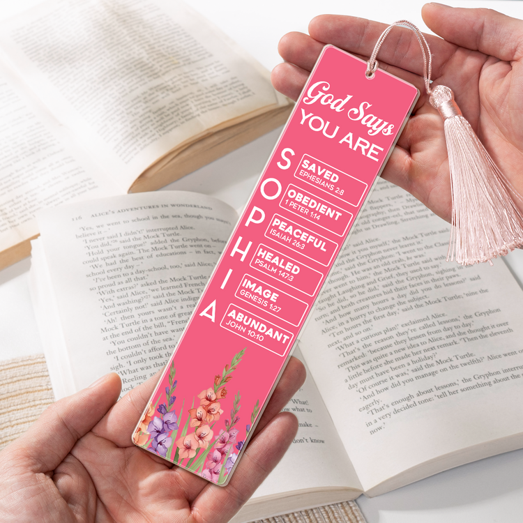 God Says I Am Custom Name & Birth Flower Bible Verse Gifts For Her, Women, Kids - Personalized Bookmark 3