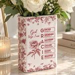 God Says I Am Custom Name Bible Verse Toile De Jouy Style - Personalized Vase 1