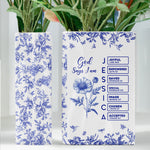 God Says I Am Custom Name Bible Verse Toile De Jouy Style - Personalized Vase 4