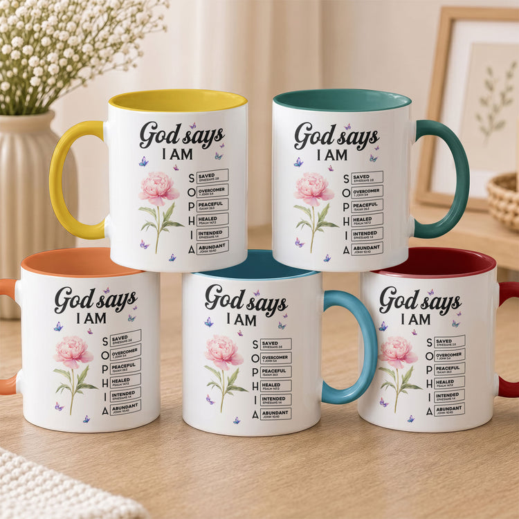 God Says I Am Custom Name Bible Verses Gifts For Her, Daughter, Sisters, Friends - Personalized Mug 2