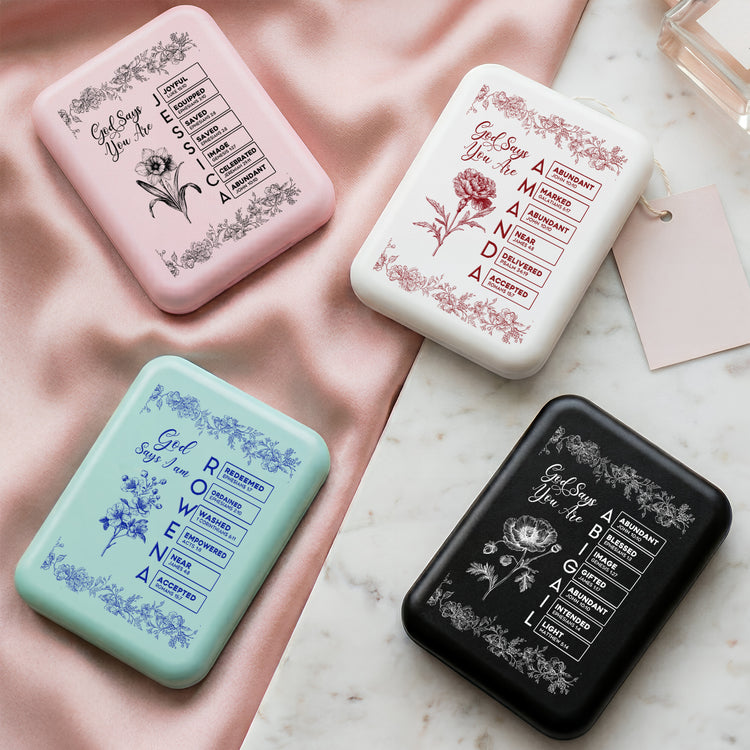 God Says I Am Name In Bible Verse Toile De Jouy Gifts For Her, Wife, Daughter, BFF - Personalized Mirror 3
