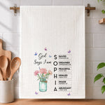 God Says You Are - Custom Birth Flower & Name In Bible Verses - Personalized Kitchen Towel 3
