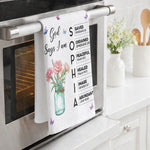 God Says You Are - Custom Birth Flower & Name In Bible Verses - Personalized Kitchen Towel 4