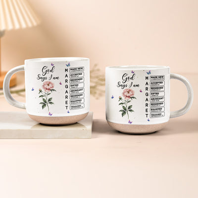 God Says You Are Custom Birth Flower & Name In Bible Verses - Personalized Mug