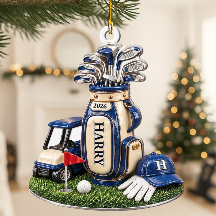 Golf Bag 3D Relief Acrylic Xmas For Golf Lover Golfer Dad - Personalized Ornament 1