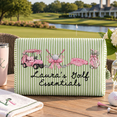 Golf Essentials Bag Golfer Travel Pouch Gift For Her - Personalized Makeup Bag