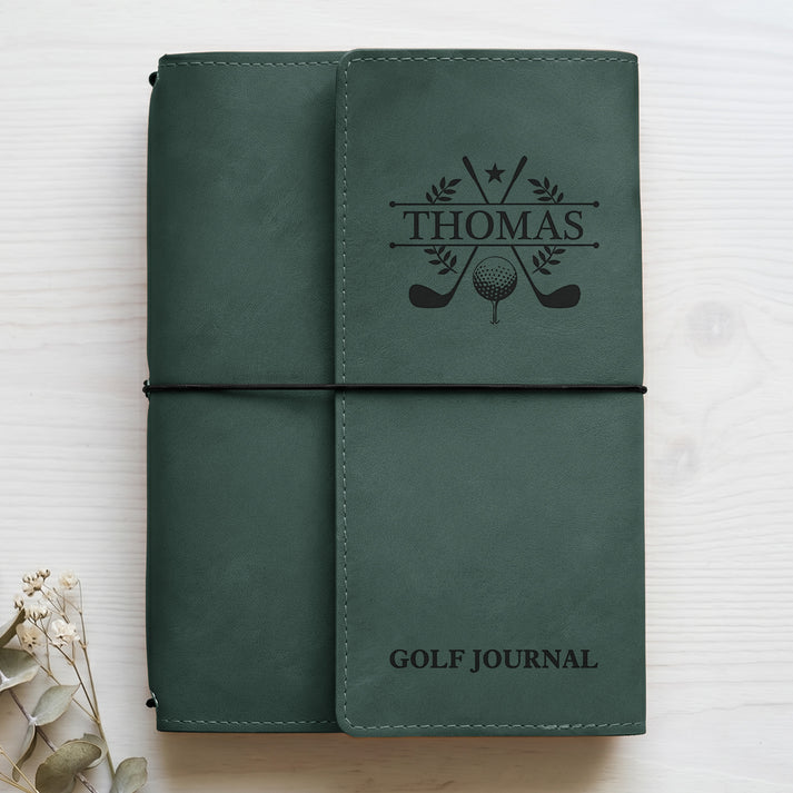 Golf Log Book - Engraved Leather Golf Log Golf Gift For Him, Husband ...