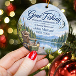 Gone Fishing In Peaceful Waters Above Memorial Fishing In Heaven - Personalized Ornament 2