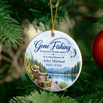 Gone Fishing In Peaceful Waters Above Memorial Fishing In Heaven - Personalized Ornament 3