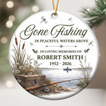 Gone Fishing In Peaceful Waters Above - Personalized Ornament 1