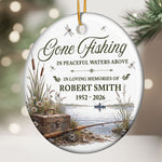 Gone Fishing In Peaceful Waters Above - Personalized Ornament 2