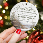 Gone Fishing In Peaceful Waters Above - Personalized Ornament 3