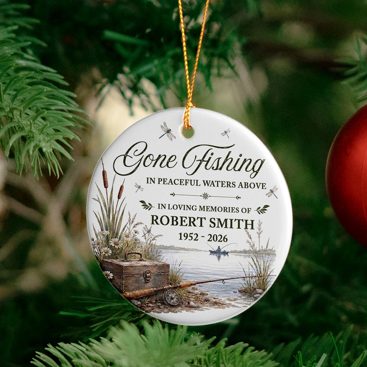 Gone Fishing In Peaceful Waters Above - Personalized Ornament 4