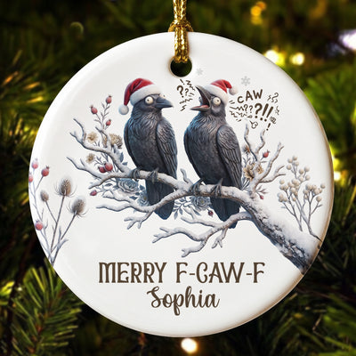 Gothic Christmas Merry F-Caw-F - Personalized Ornament