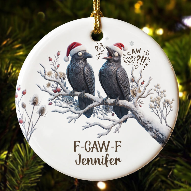 Gothic Christmas Merry F-Caw-F - Personalized Ornament 3