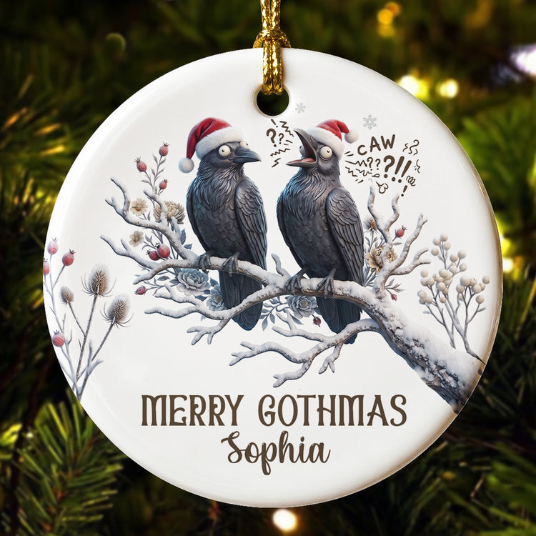 Gothic Christmas Merry F-Caw-F - Personalized Ornament 5
