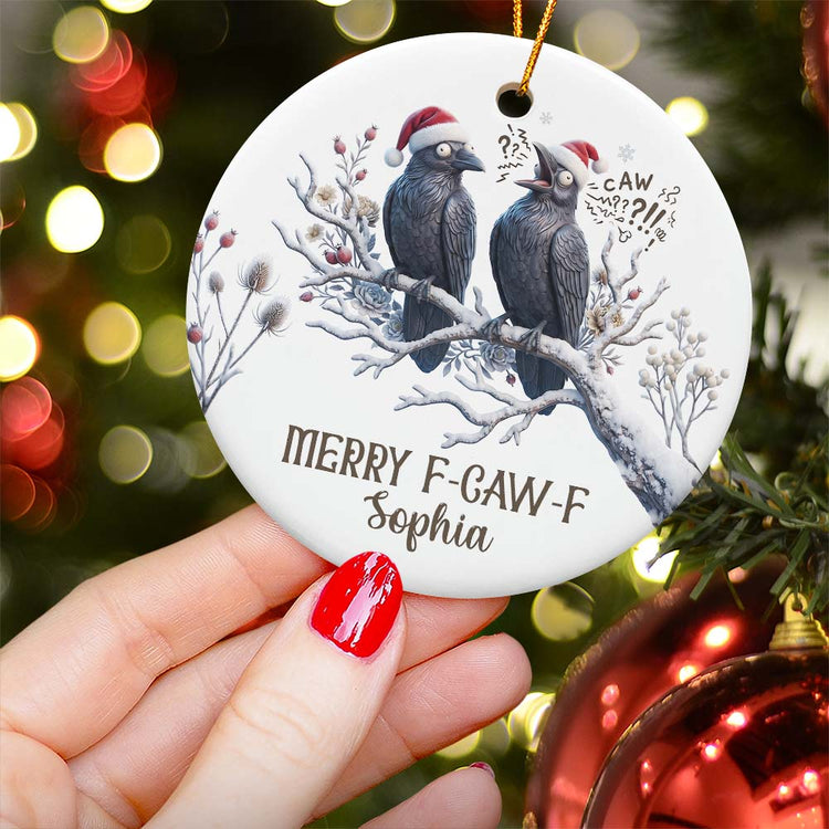 Gothic Christmas Merry F-Caw-F - Personalized Ornament 6